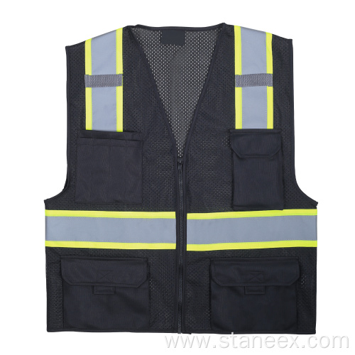customized construction work black reflective safety vest